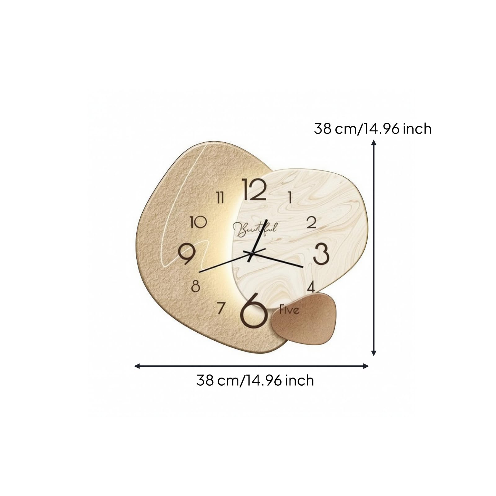 Orologio da Muro Silenzioso , Luce Di Pietra , Grande – Diametro 38 Cm