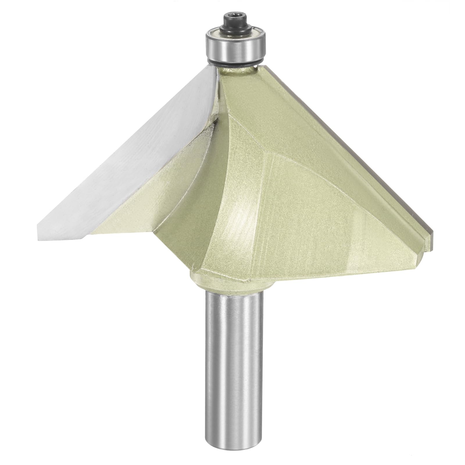 sourcing map Punta per fresa per smusso a 45 gradi, codolo da 1/2 pollici, punta in carburo da 5,1 cm, con cuscinetto per la lavorazione del legno, utensile da fresa, oro
