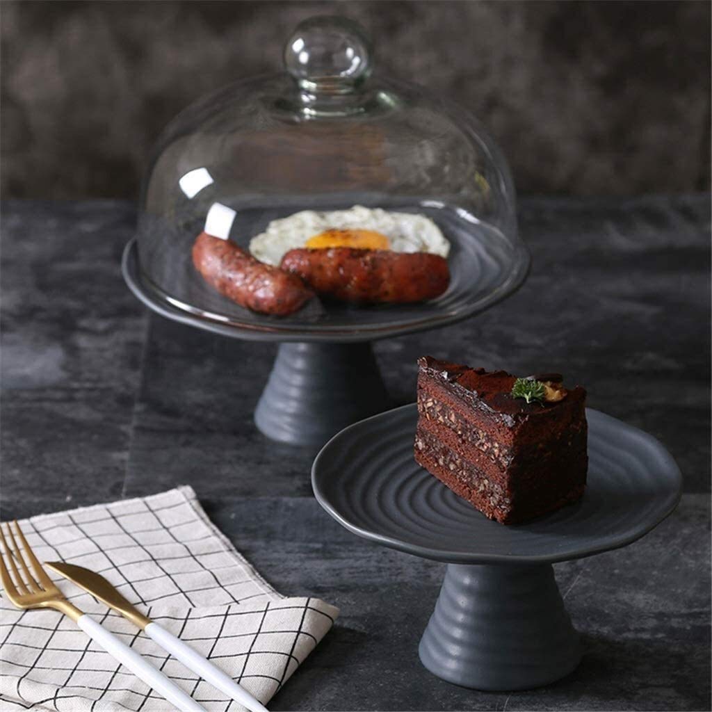 Cúpula de Vidrio para Aperitivos, Pasteles, Salas de Estar, cocinas, Fiestas, Frutas, Comida, barbacoas (tamaño: 22,5 x 22,5 x 10 cm) (26 x 26 x 10 cm)
