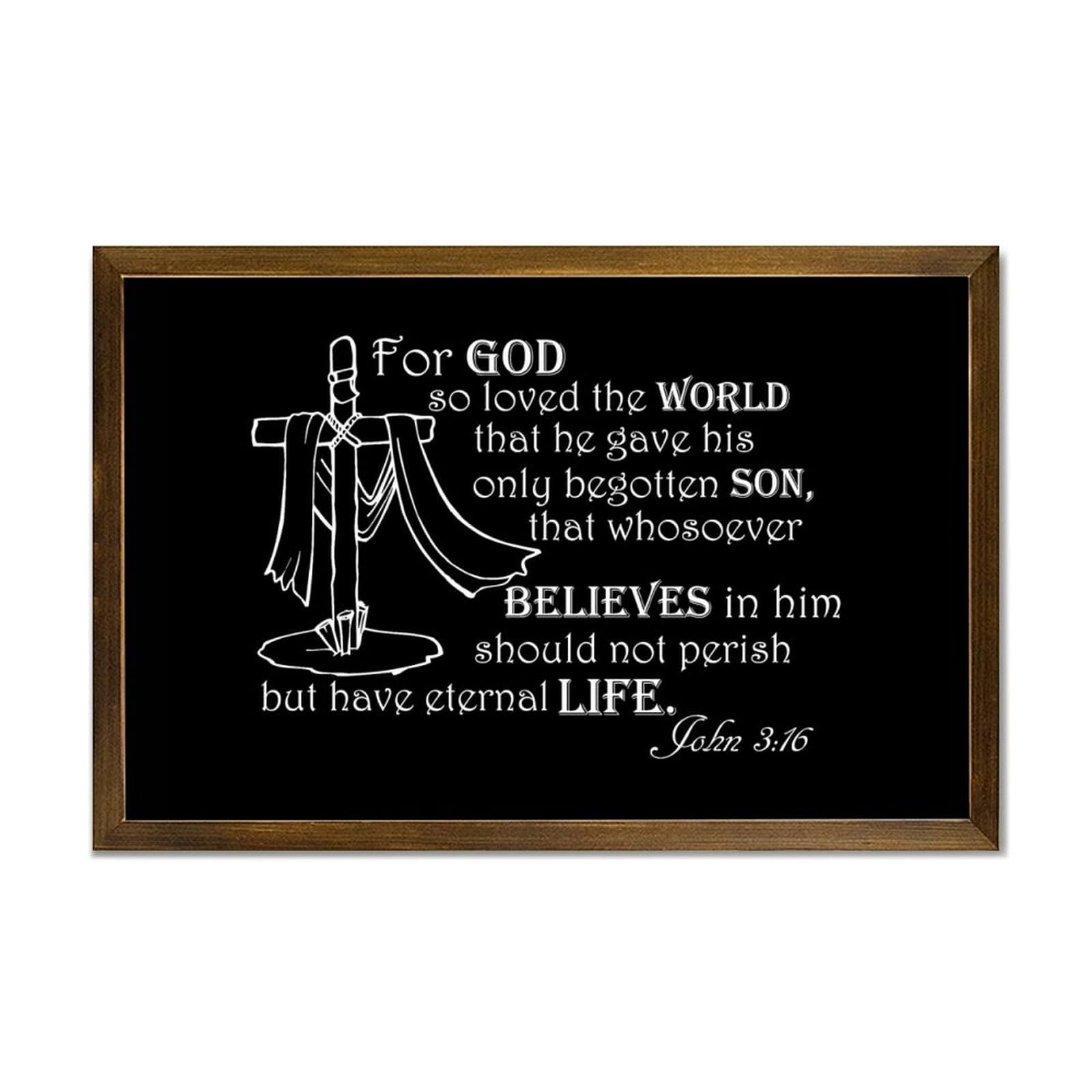 Luijorgy Style-12 For God So Loved The World... John 3:16 Bible Verse Decorative Wooden Framed Sign 12X8in Farmhouse Wall Art Inspirational Sayings Plaque Modern Craft Rustic Wall Decor Wood Signs With Frame