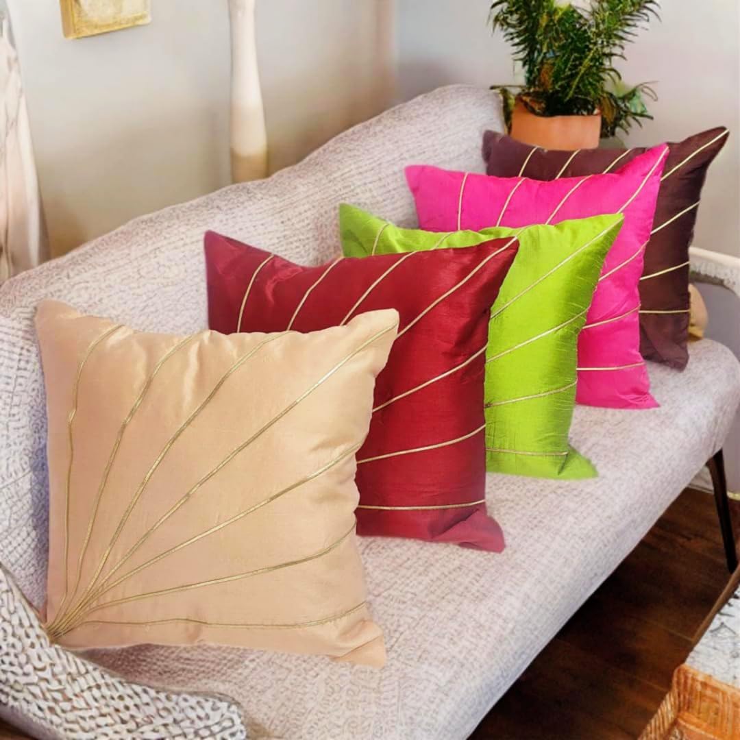 Multicolor Silk Cushion Covers - Set of 5 -21