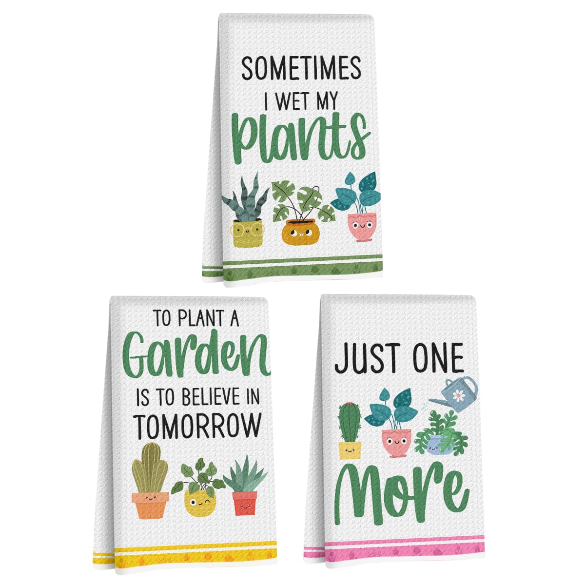 3 Pcs Funny Kitchen Plants Dish Towel, Plants Gifts for Women Mom Friend
