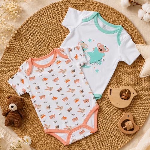 Image of TINYLANE - Curated For You! 100% Organic Bamboo Cotton Unisex Newborn Baby Onesis /Bodysuit | Pack of 2 | GOTS Certified | 0-3 Months | Bamboo Cotton