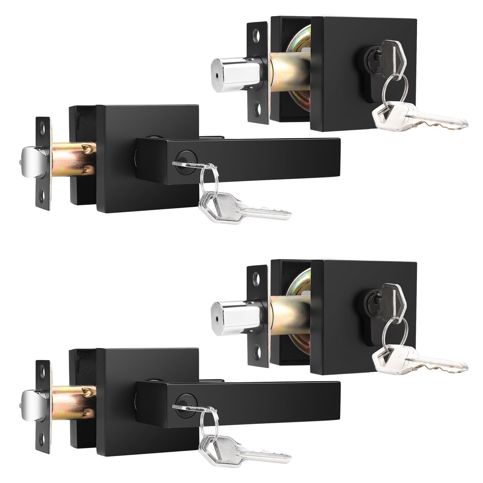 KNOBWELL Matte Black Door Knob & Deadbolt Set -14
