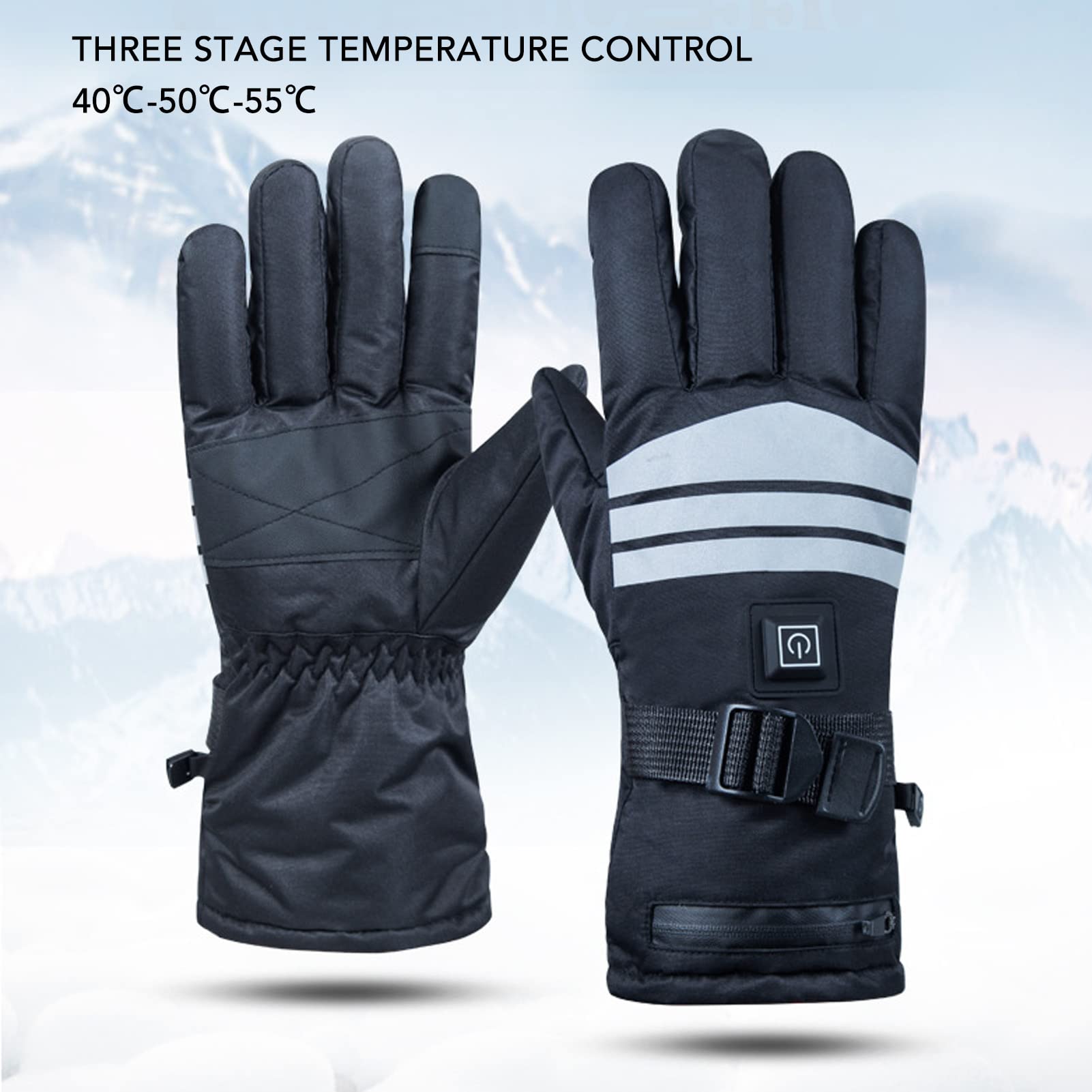 Guantes Térmicos con Pantalla Táctil Guantes Térmicos con Batería Eléctrica Recargable Engrosados ​​para Hombres Mujeres Esquí al Aire Libre Montar Polar 2700 mAh RTX