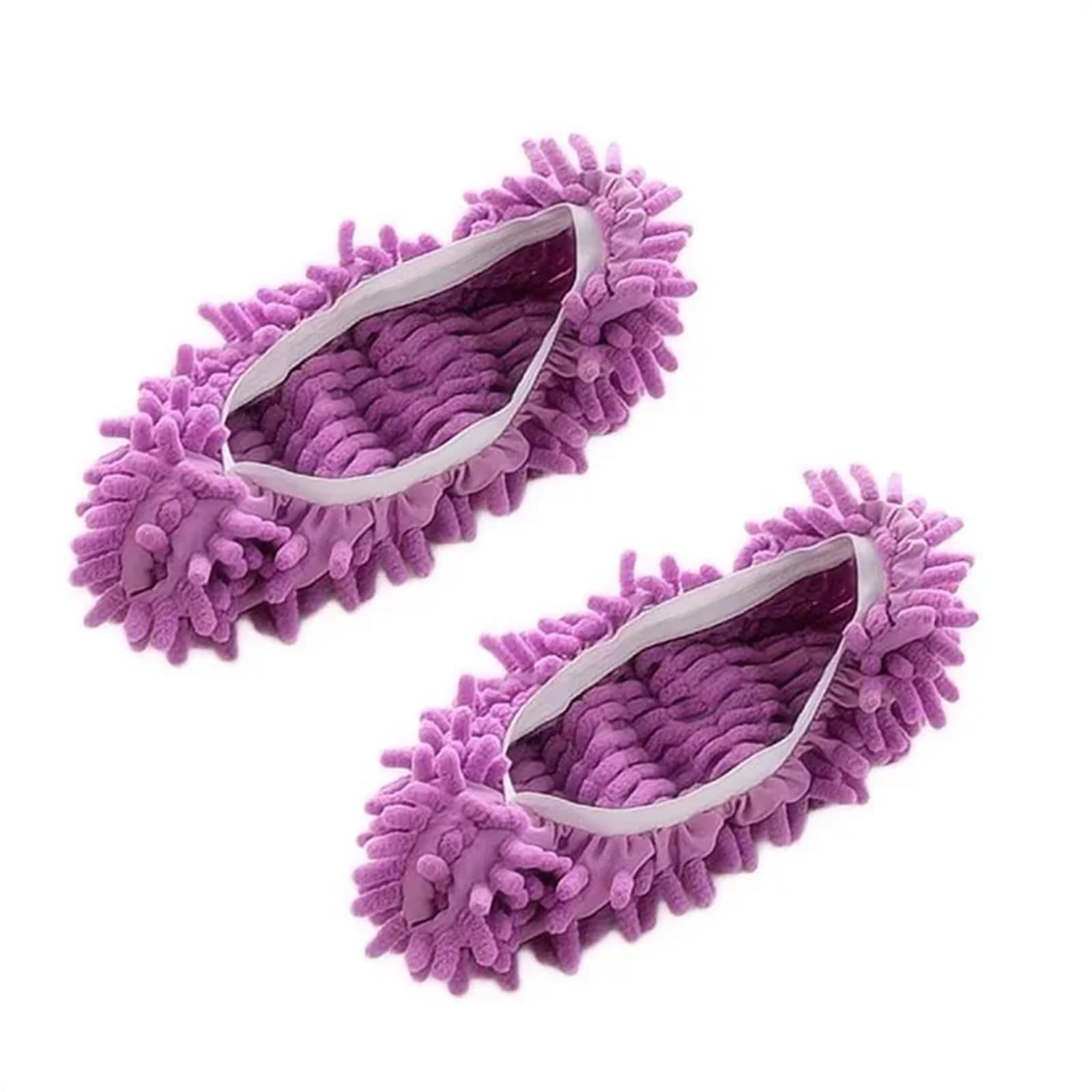 Mop Slippers Cleaning Mopping Shoes Water Uptake Foot Socks(Purple-2pcs)