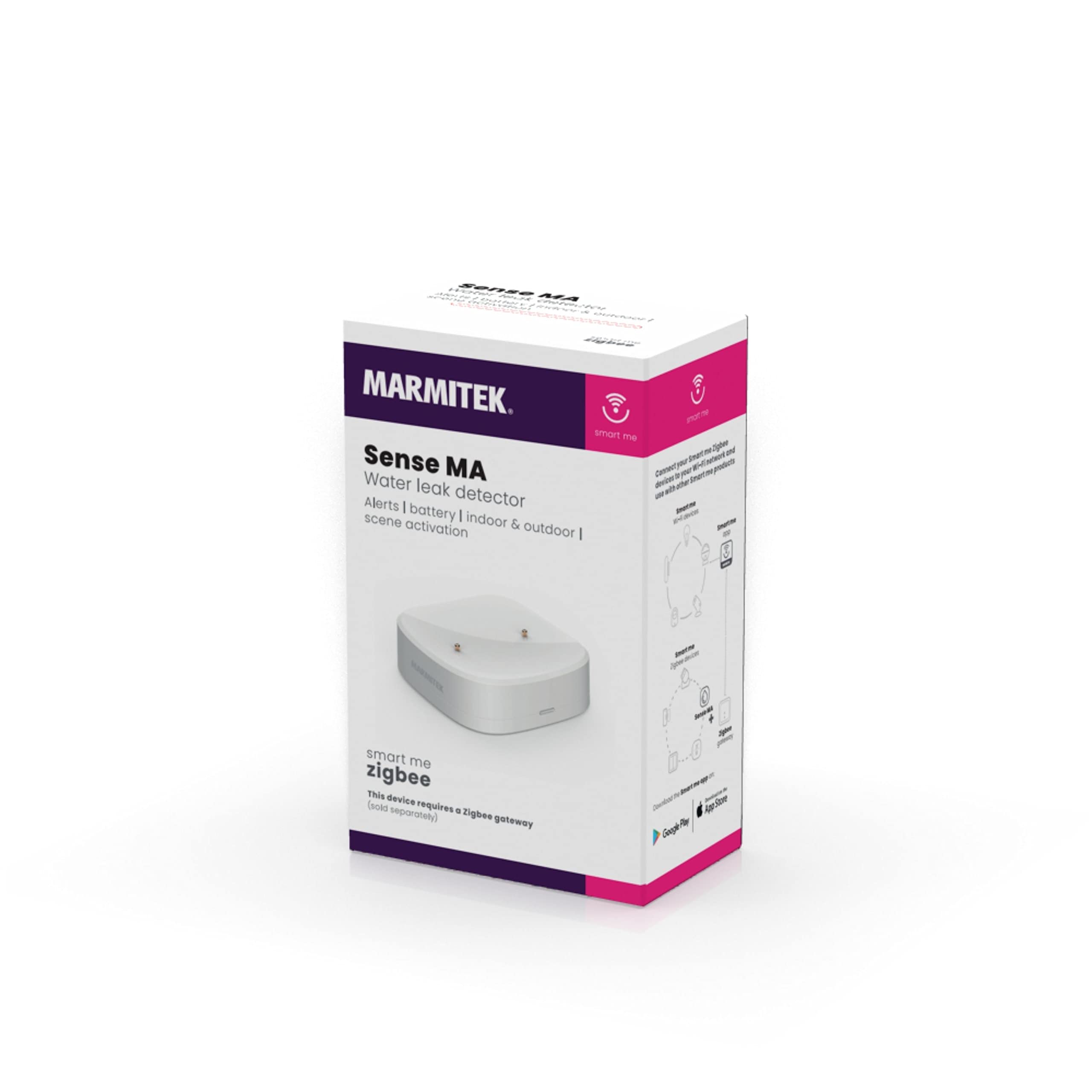 Sensore Perdite d'Acqua Zigbee - Marmitek Sense MA - Sensore - Wireless Flood Sensor - Rilevatore perdite d'acqua - Zigbee 3.0 - Water Leak Detector - Water Level Sensor - Rilevatore Allagamenti