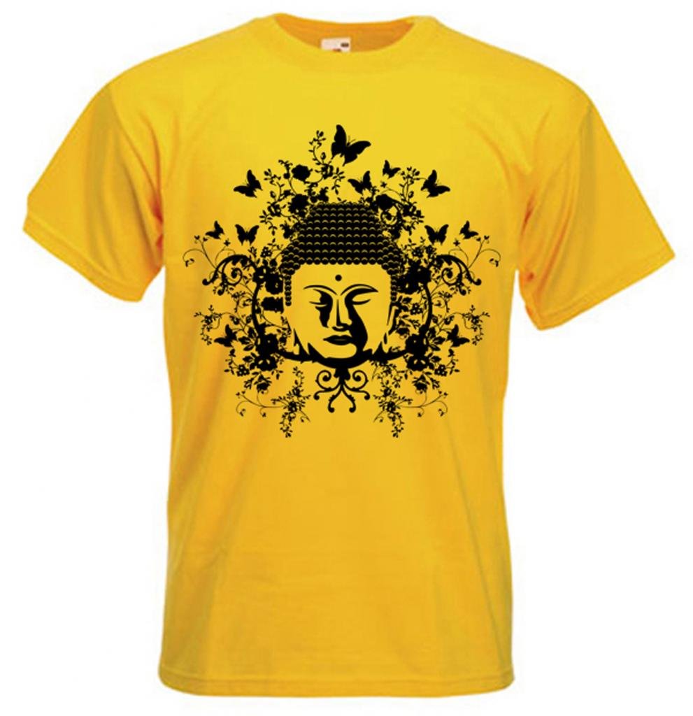 Tribal T-Shirts Buddha Men's T-Shirt (XL, Yellow)