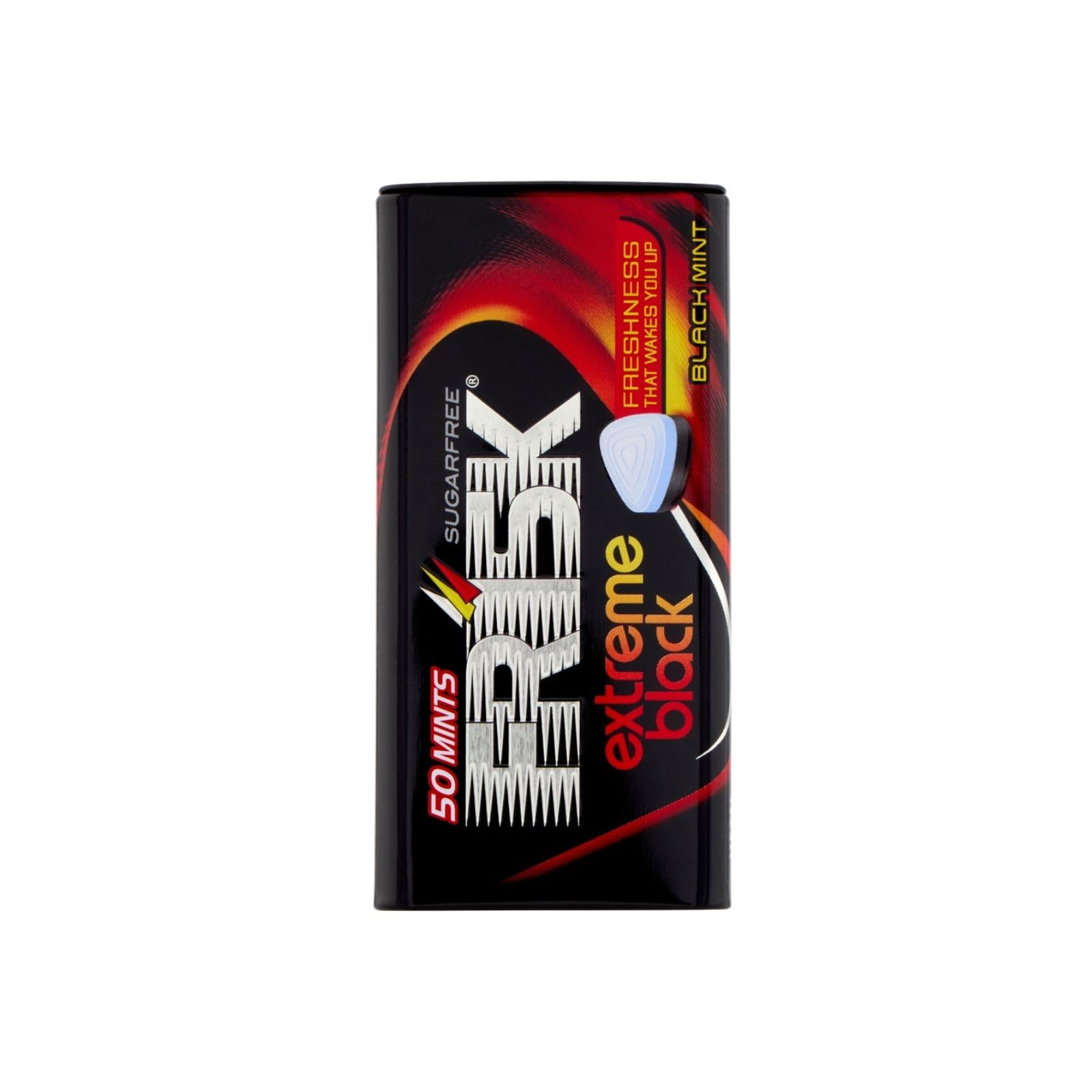 Frisk Extreme Black | Caramelle Dure Gusto Menta Forte | Senza Zucchero | Espositore da 12 Astucci in Metallo