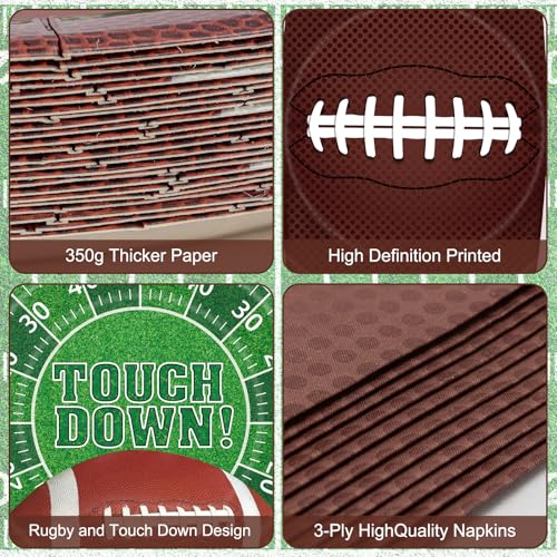 image for Litmitfu 96 Pcs Football Party Supplies Kit - Football Plates and Napk