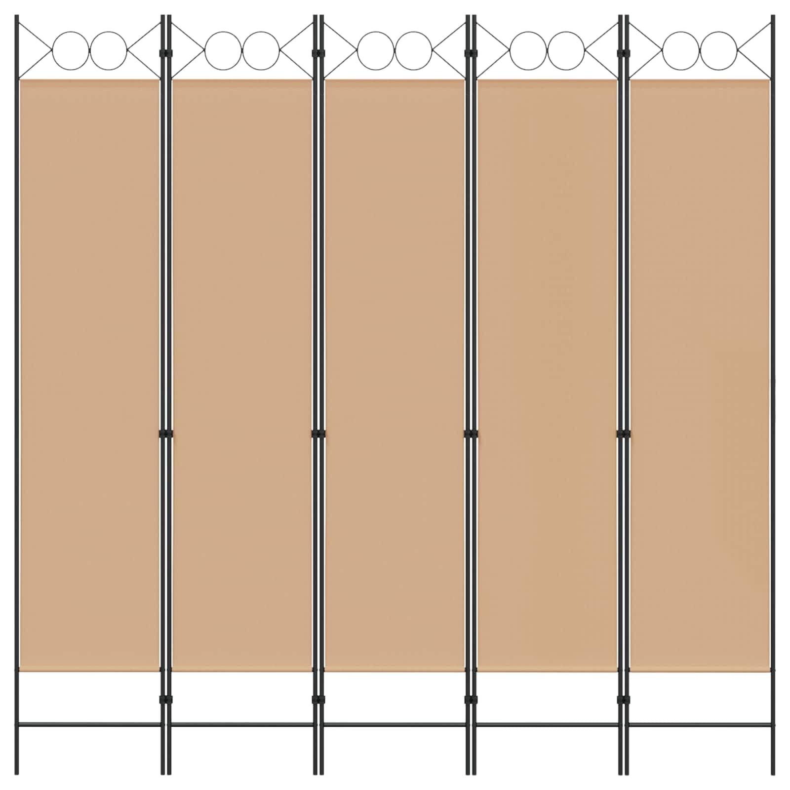 Paravento 5 pannelli Beige 200x200 cm Tessuto Poliestere