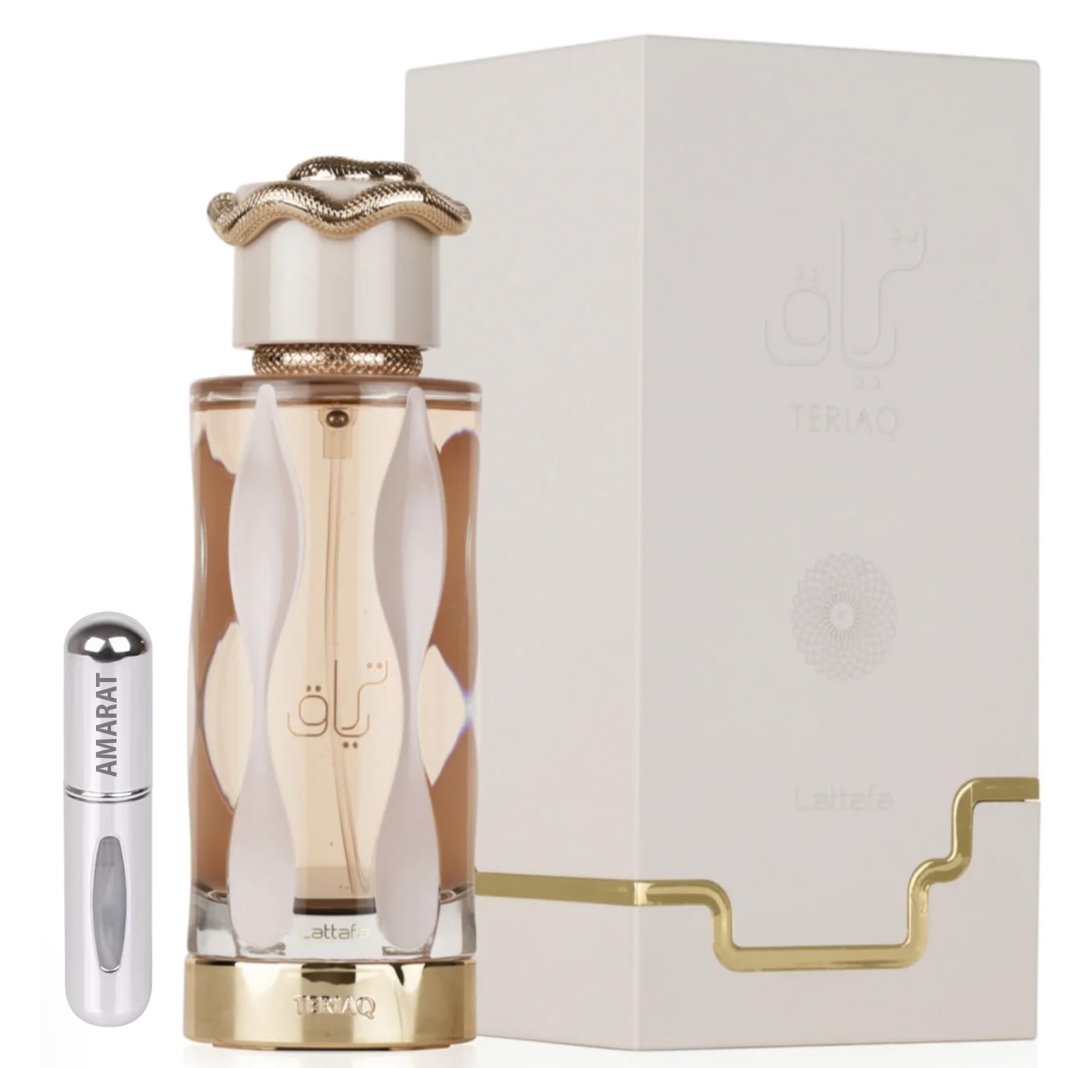Profumo Teriaq originale 100 ml, profumo arabo unisex a lunga durata, EDP importato da Dubai, include atomizzatore ricaricabile 5 ml, fragranza dolce e floreale con note legnose (Teriaq)