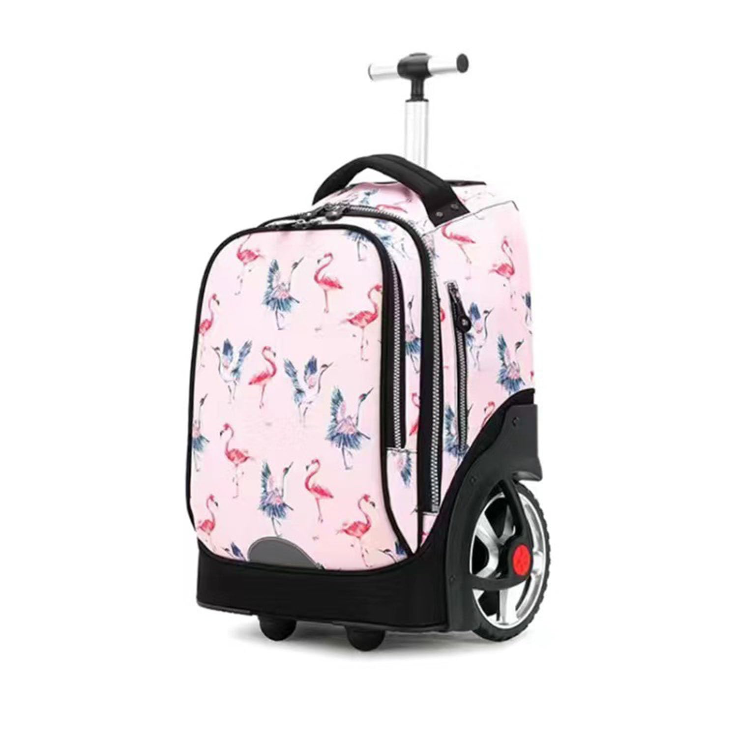 Amythe Schoolrugzak Trolley Meisjes, Schooltas met Wielen, 6 Wielen, Schoolrugzak met Bedeltje voor Meisjes Tieners 9-18 Jaar, Afneembare