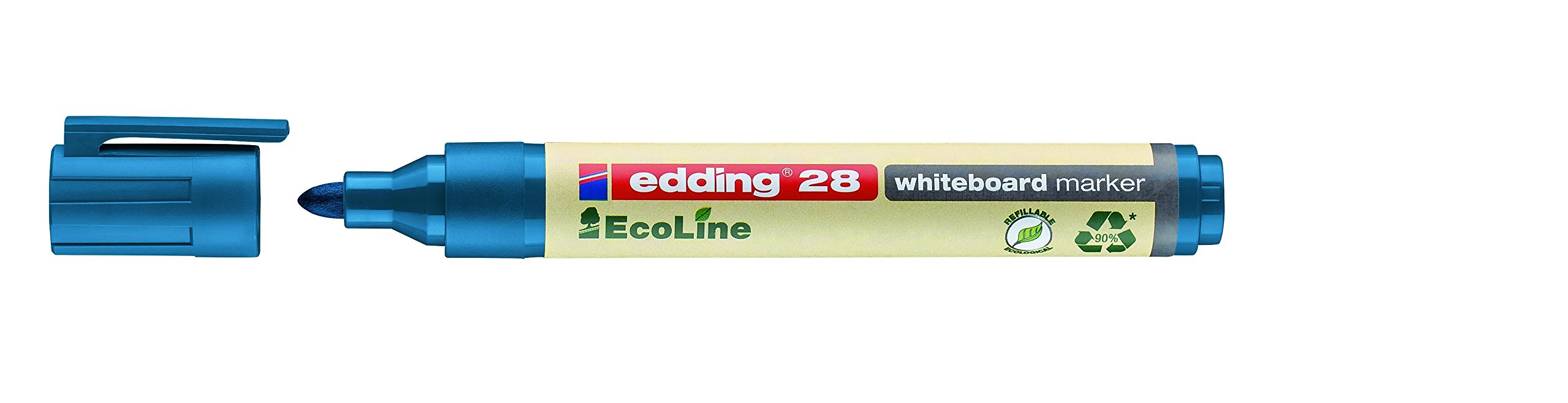 edding 28 Ecoline whiteboard marker - blue - box of 10 whiteboard pens - round tip 1.5-3 mm - whiteboard pen dry wipe - for whiteboards, flipcharts, pinboards, memo boards - sketchnotes - refillable