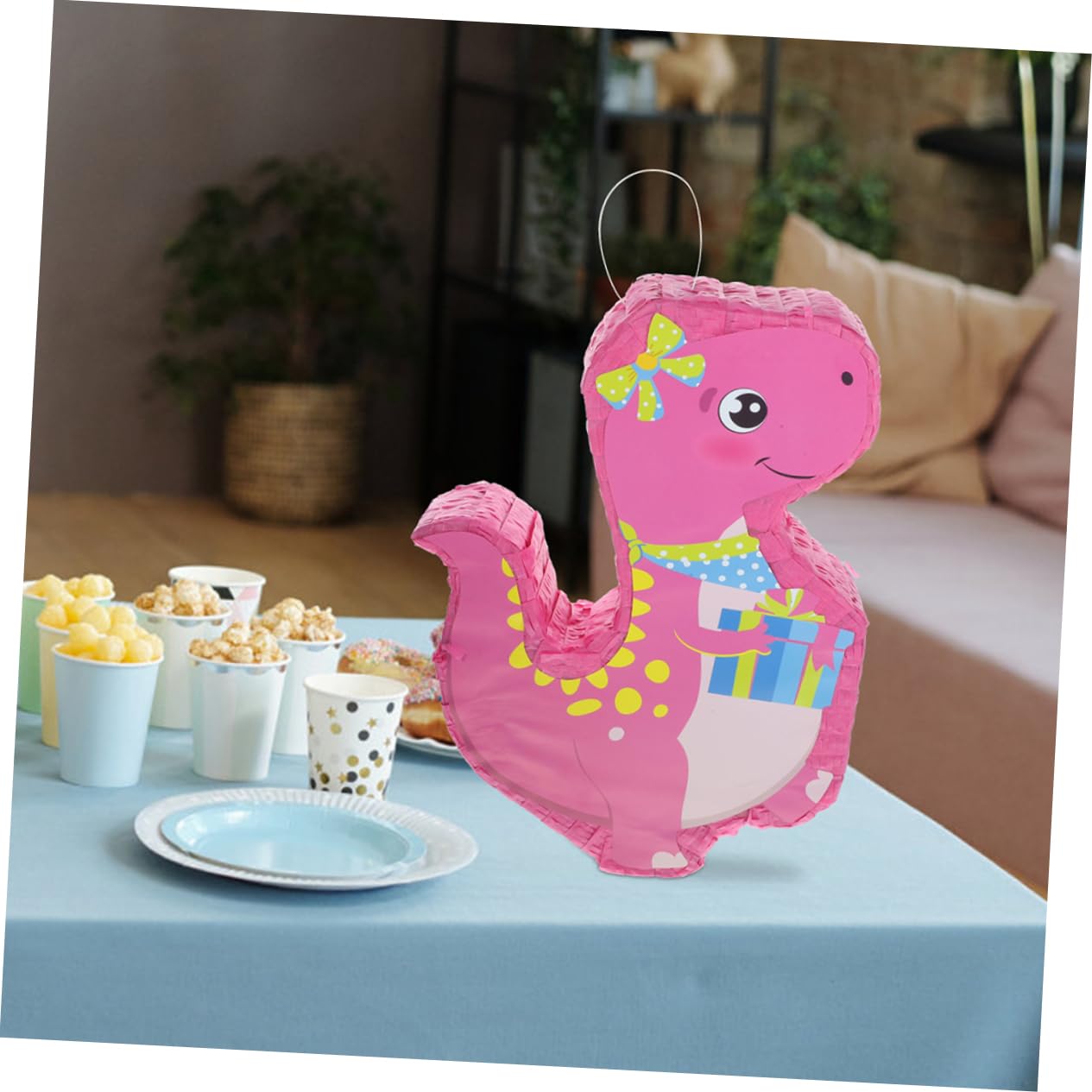 Cabilock Juguetes de Piñata Piñata de Dinosaurio de Papel Colgante para Cumpleaños con Varilla de Borla para Fiesta