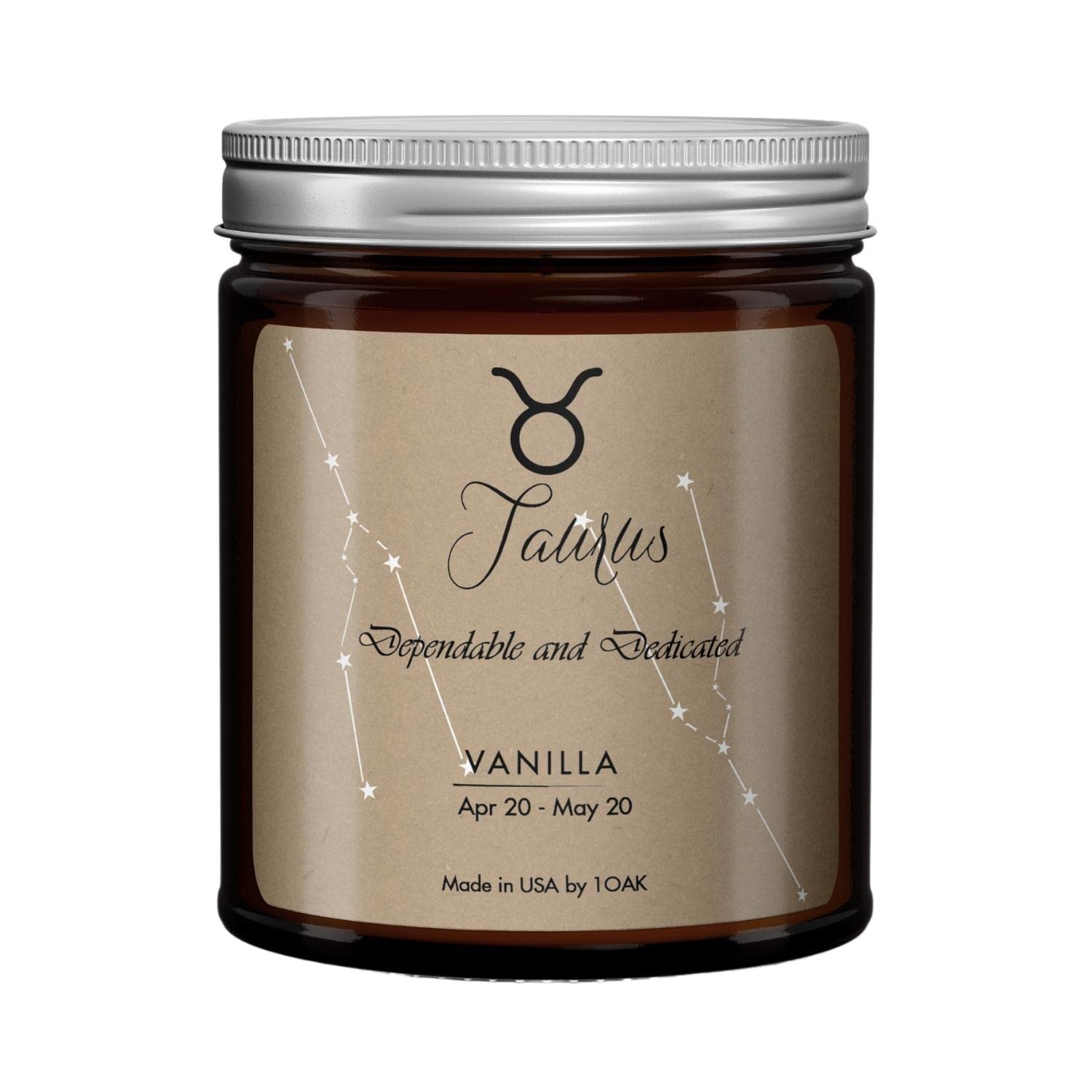 1OAKTaurus Soy Candle - Zodiac Candle - Taurus Gifts for Women - Zodiac Gifts - Astrology Gifts for Women - May Birthday Gifts for Women - Taurus Birthday Gifts