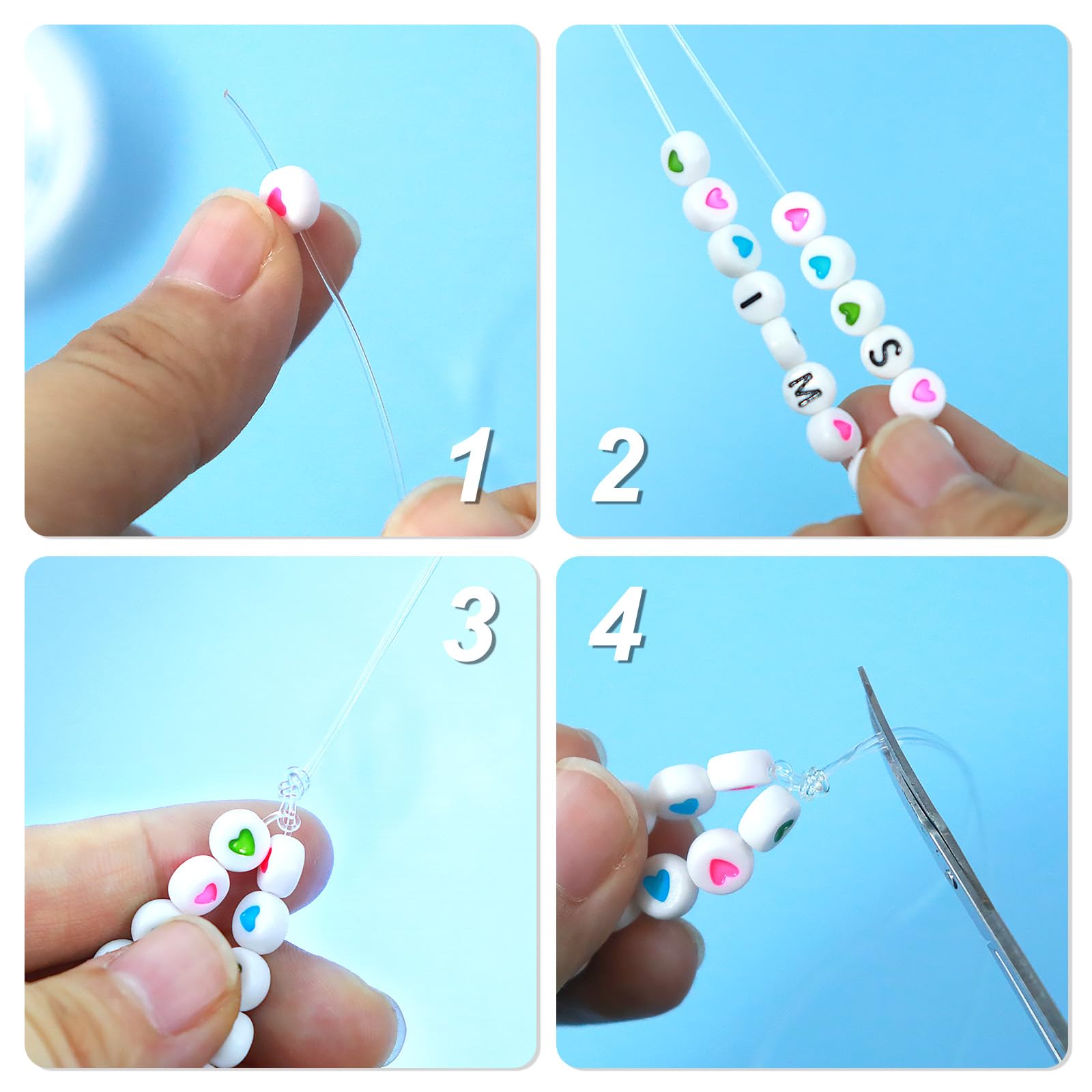 Redamancy 4 Pcs Fil Élastique Transparent Pour Bracelets, Elastique