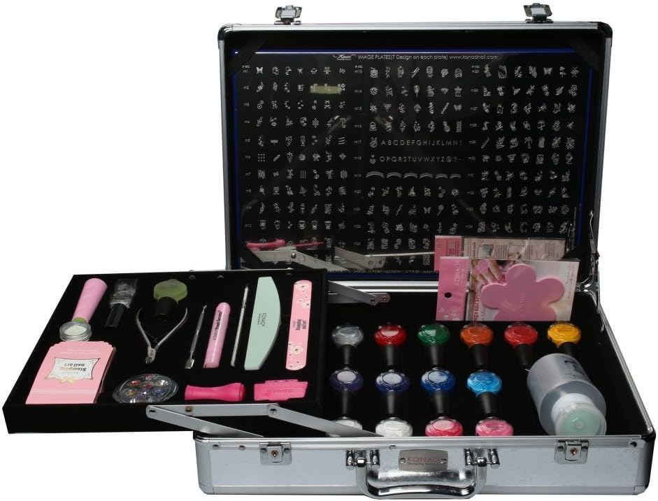 Konad Pro Salon Kit I Large Stamping and Nail Polish Set With Accessories In Aluminium Case