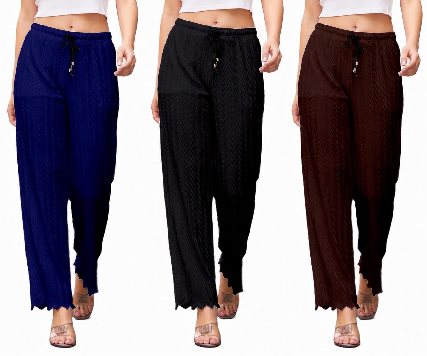 Tiwari Enterprises Women's Crinkle Palazzo Combo Pack of 3-picture-18