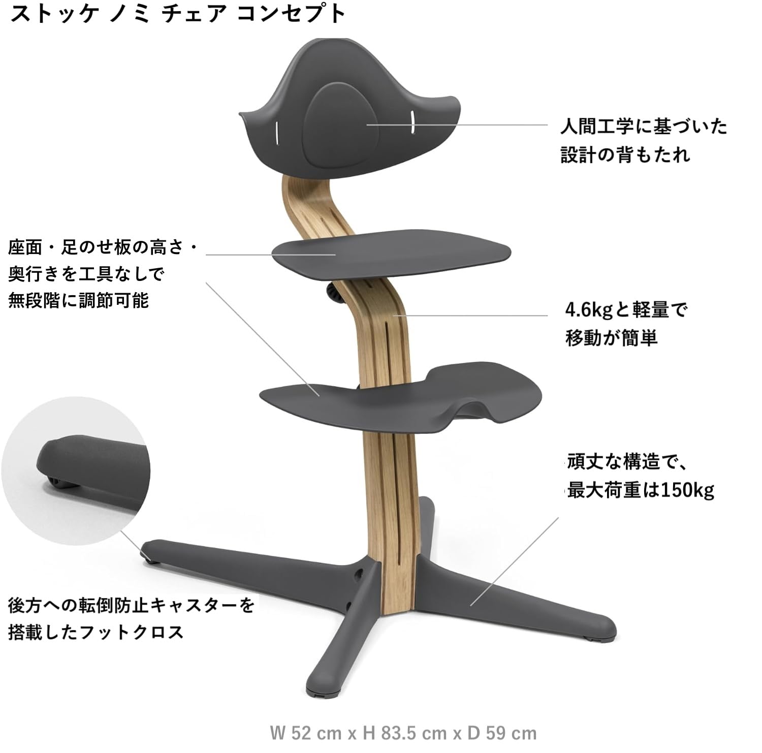 Amazon.co.jp: Stokke ストッケ ノミ チェア オーク アンスラ