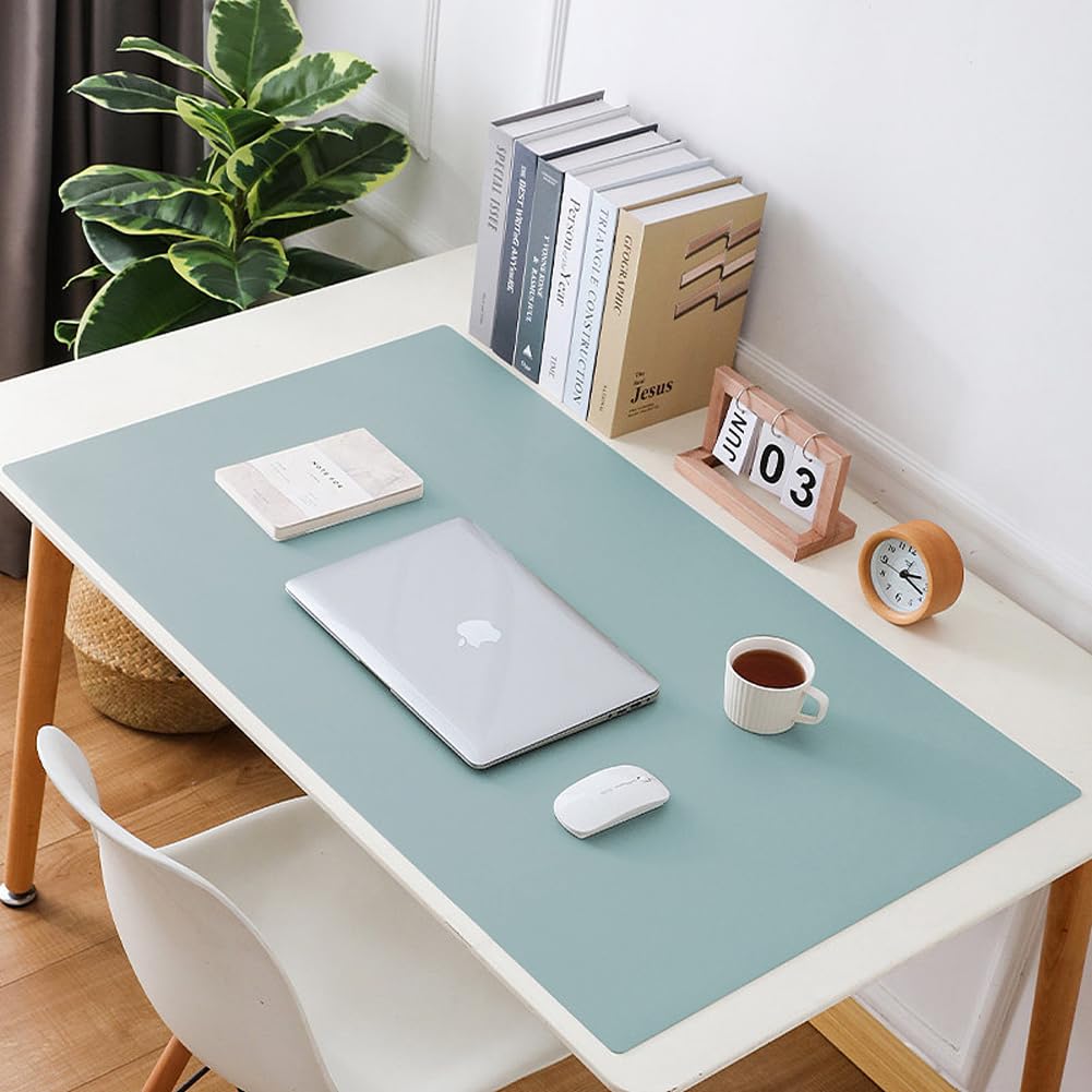 Luxurious Leather Desk Mat Extended Mouse Pad,Durable Office Home School Table Writing Desk Mat Waterproof PU Leather Desk Protector (Blue,70x120cm)