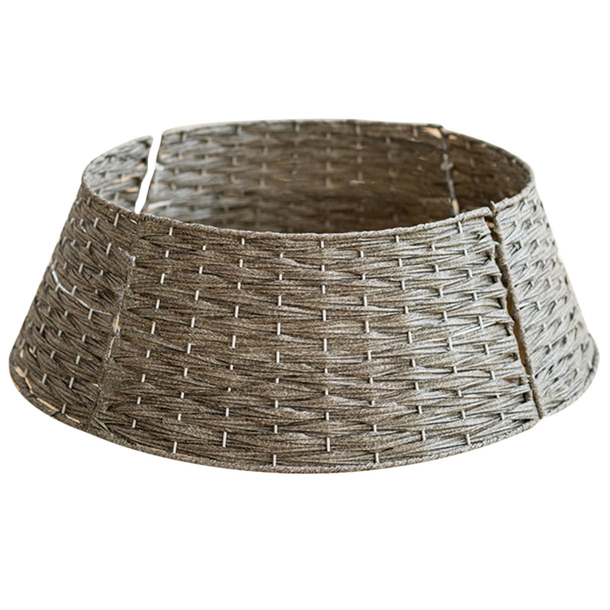 Falda para Árbol de Navidad Rústica Pequeña Gris Cubierta Decorativa de Base para Árbol Collar Tejido a Mano para Decoración Navideña en Hogar y Oficina