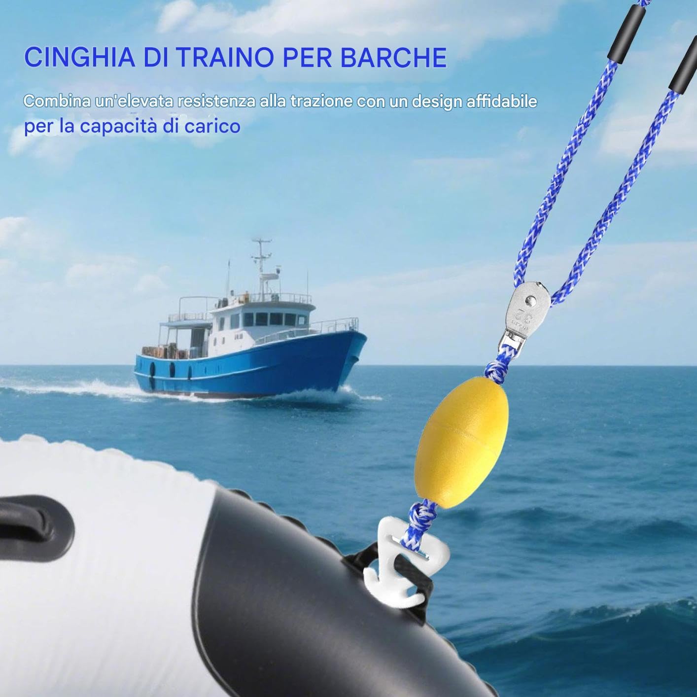Corda Da Traino Tubolare Per Di Sicurezza Kayak Resistente 4,88 M | Corda Da Traino Sci Nautico Rimorchio Varo Attracco Mare Fiume Ormeggio Sport Acquatici Sci Pesca Surf Vela Gare
