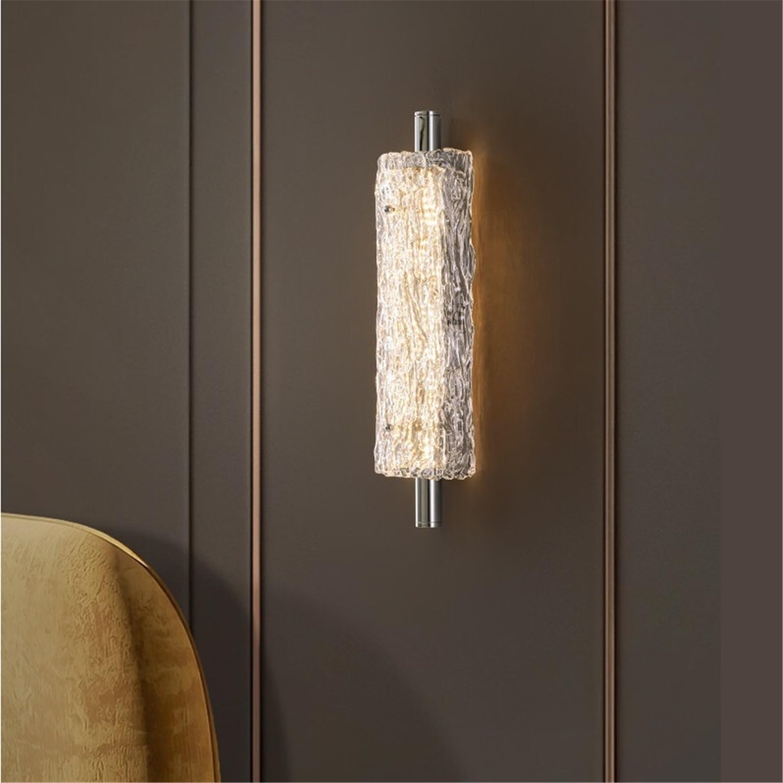 Applique da parete Lampada da parete in vetro strutturato di lusso 30 cm for l'arredamento del corridoio della camera letto per corridoio