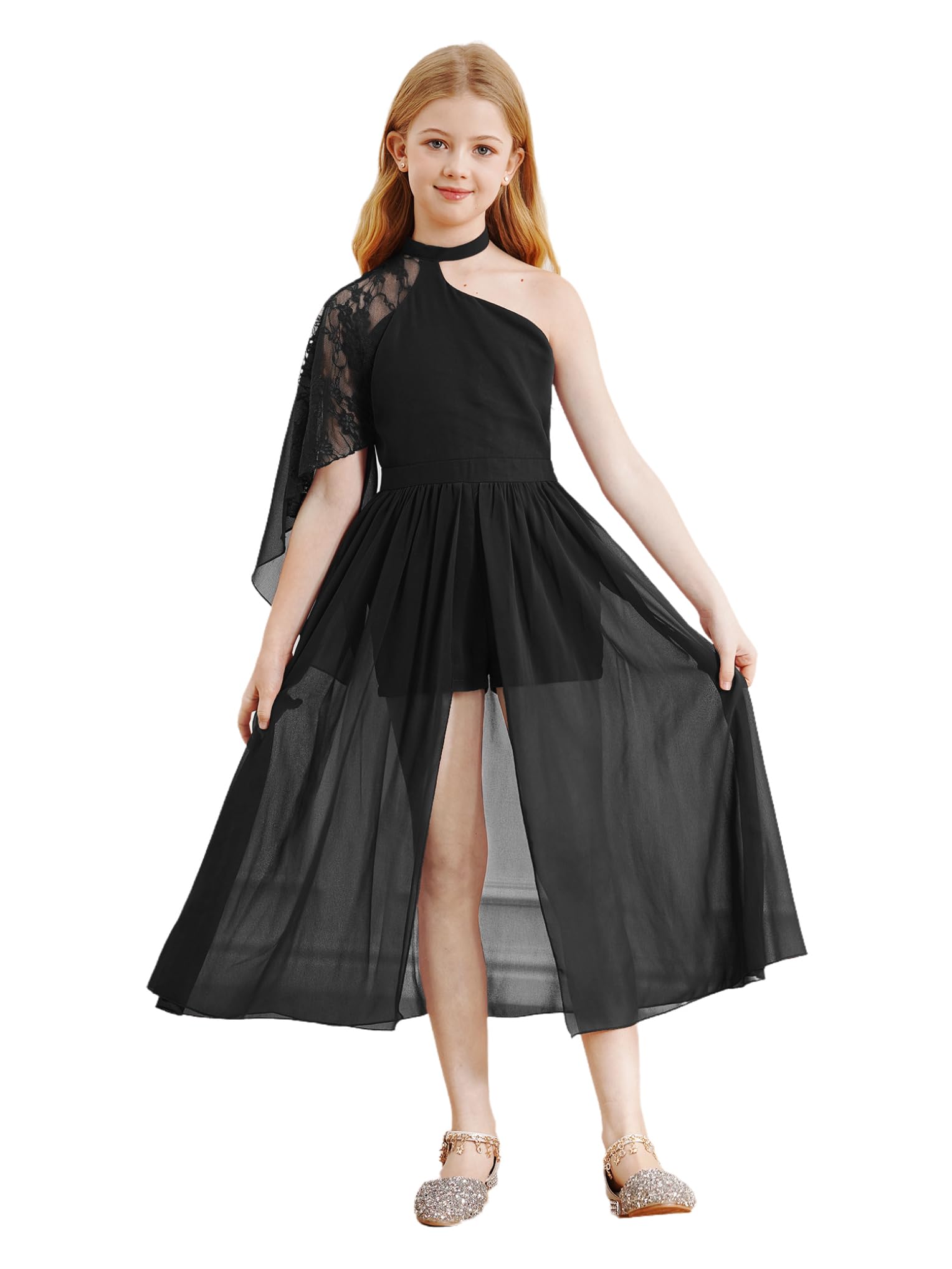Nyeemya Mono con Pantalón Largo para Niñas Elegante Traje de Ceremonia Fiesta Festivo Boda Conjunto de Pantalones Una Pieza Jumpsuit Overalls
