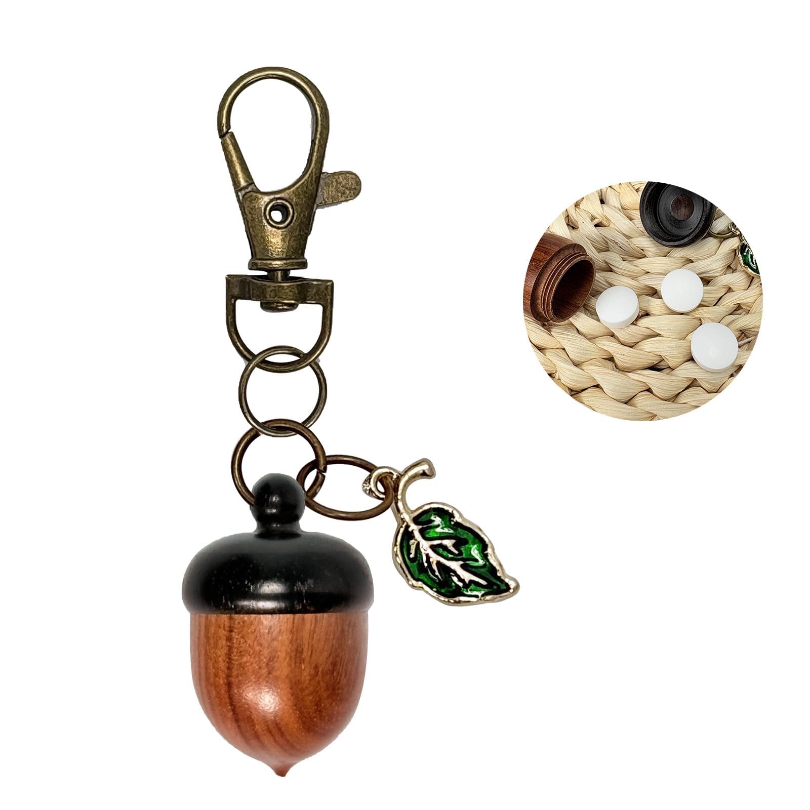 Cute Acorn Keychain Pill Holder, Medicine Organizer, Bag Charm, Pill Organizer, Cottage Core Accessory, Portable Small Pill Container for Travel-image-8