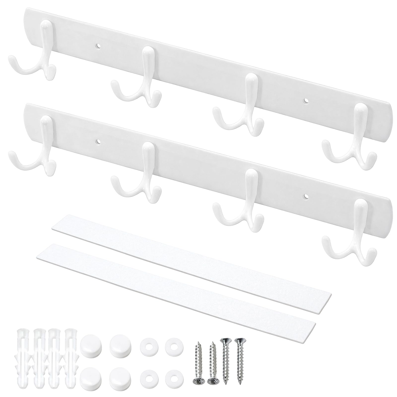 Tel Charme * Coat Hooks Wall Mounted 2 Pack, Wall Mounted Coat Rack, Coat Hook Rail with Screws, Metal Coat Hanger Organizer for Hanging Coats Hats Bags – for Hallway Bedroom Bathroom