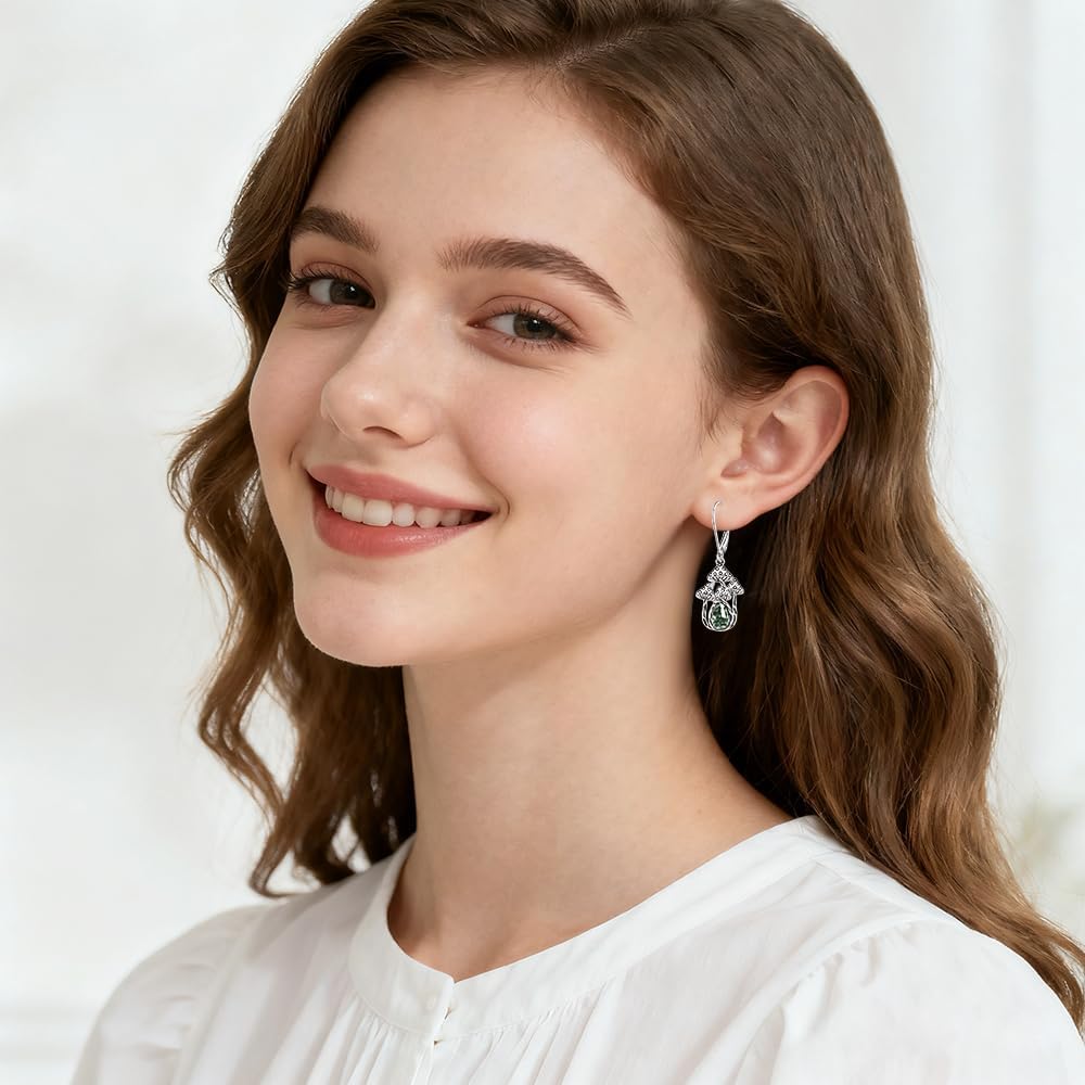 Mushroom Earrings for Women Dangle Sterling Silver Moss Agate Earrings Jewelry Mothers Day Birthday for Women Gifts - Image 4