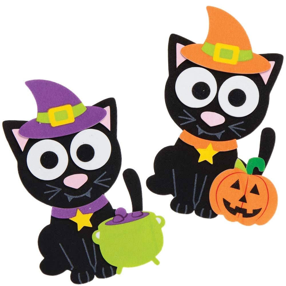 Baker Ross Witches Cat Mix and Match Halloween Decoration Magnet Kits - Pack of 8, Halloween Craft Kits for Kids, Foam Cat Decoration Arts and Crafts (AX222)