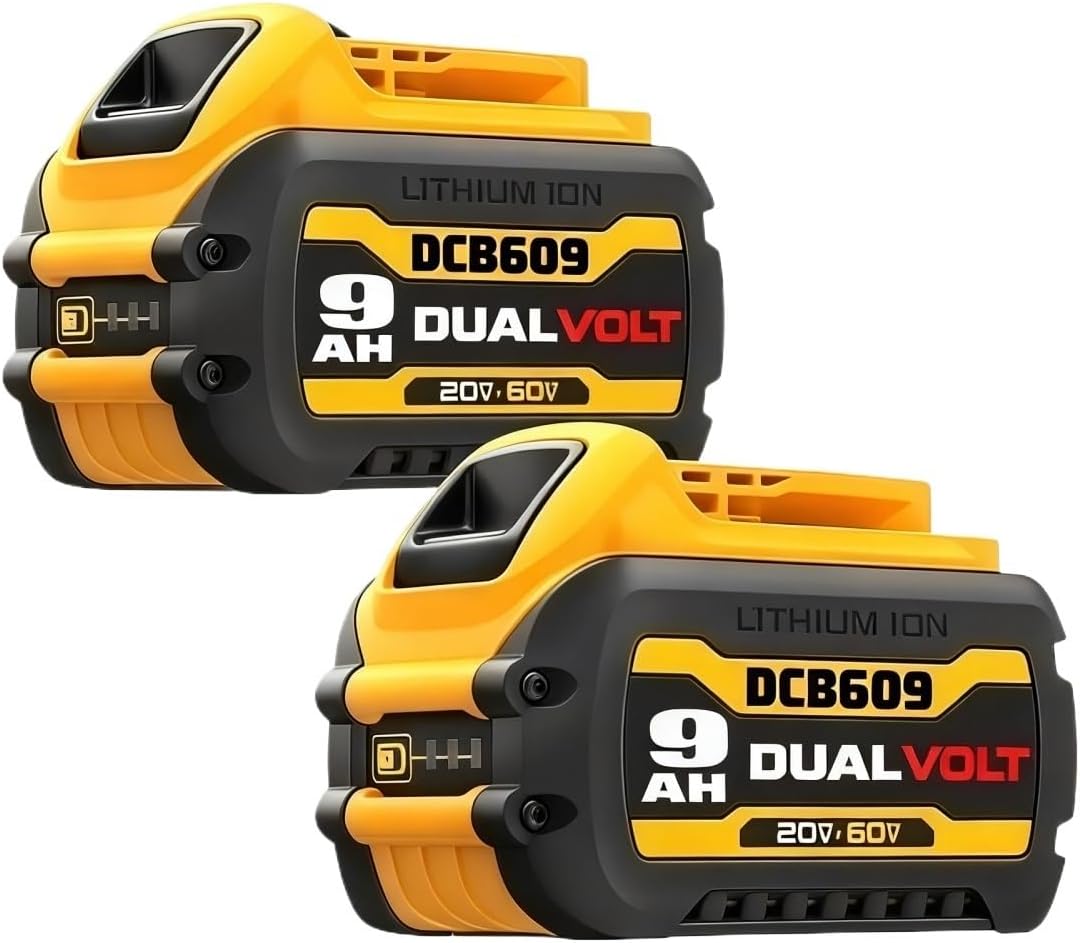 LINGYUE DCB609 9.0Ah Lithium Ion Battery - Compatible with Dewalt 20V/60V Flex-Volt MAX DCB612 DCB615 DCB200 DCB180 DCB182 Cordless Power Tool Packs(2PACK)