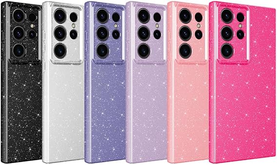 Coverzone Samsung Galaxy S25 Ultra ile uyumlu Z-Jelly Kılıf Kamera Korumalı Simli Işılıtılı Renkli Parlak Silikon Kapak-Siyah