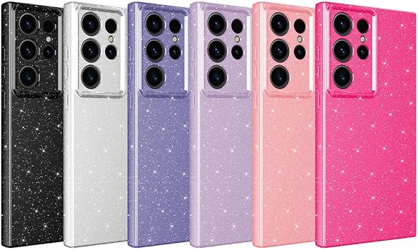 Coverzone Samsung Galaxy S25 Ultra ile uyumlu Z-Jelly Kılıf Kamera Korumalı Simli Işılıtılı Renkli Parlak Silikon Kapak-Siyah