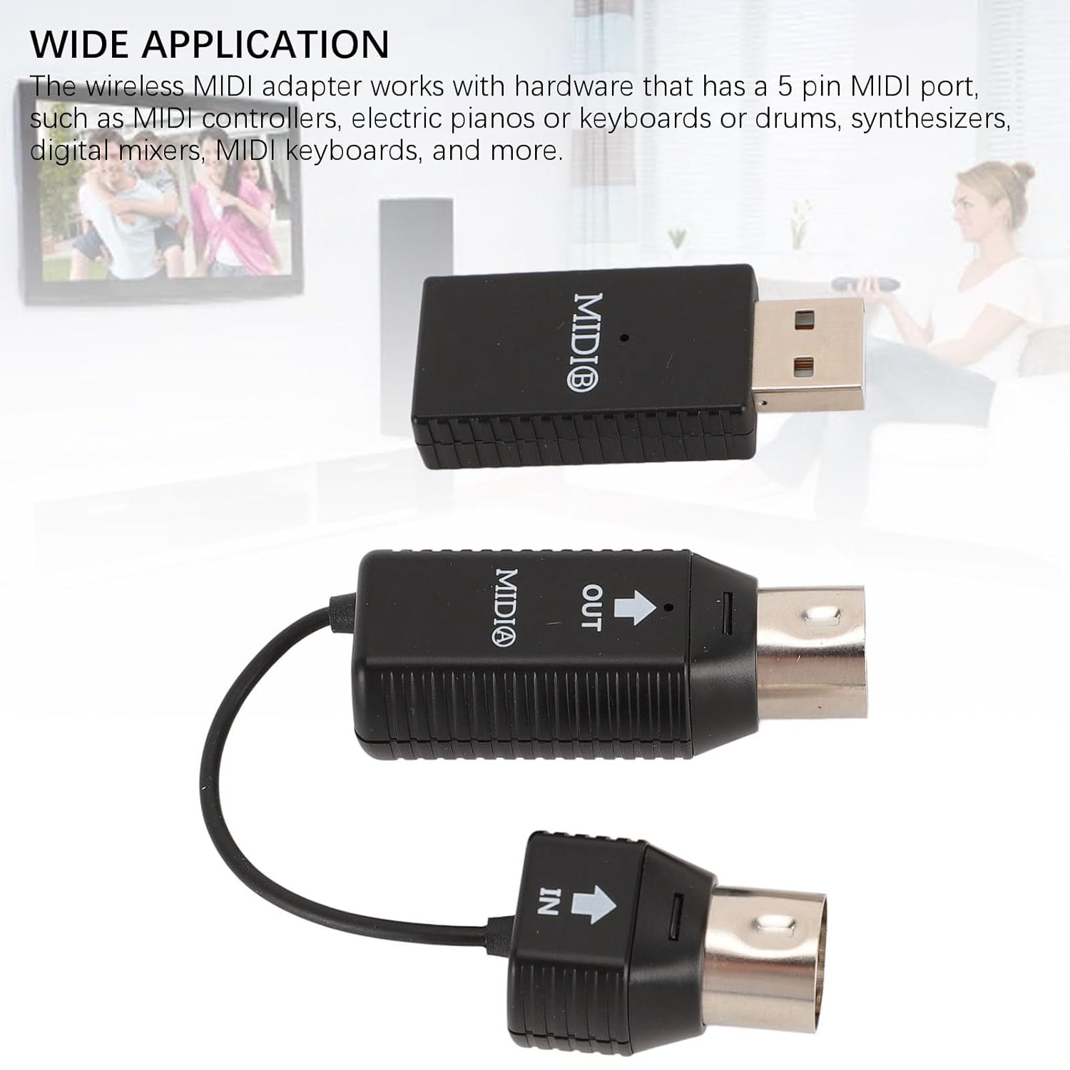 GOWENIC Cordless MIDI Adapter, USB Cordless BT MIDI Converter, Professional MIDI to USB MIDI Controller for Digital Piano Keyboard to MIDI Device, for OS X for iOS for