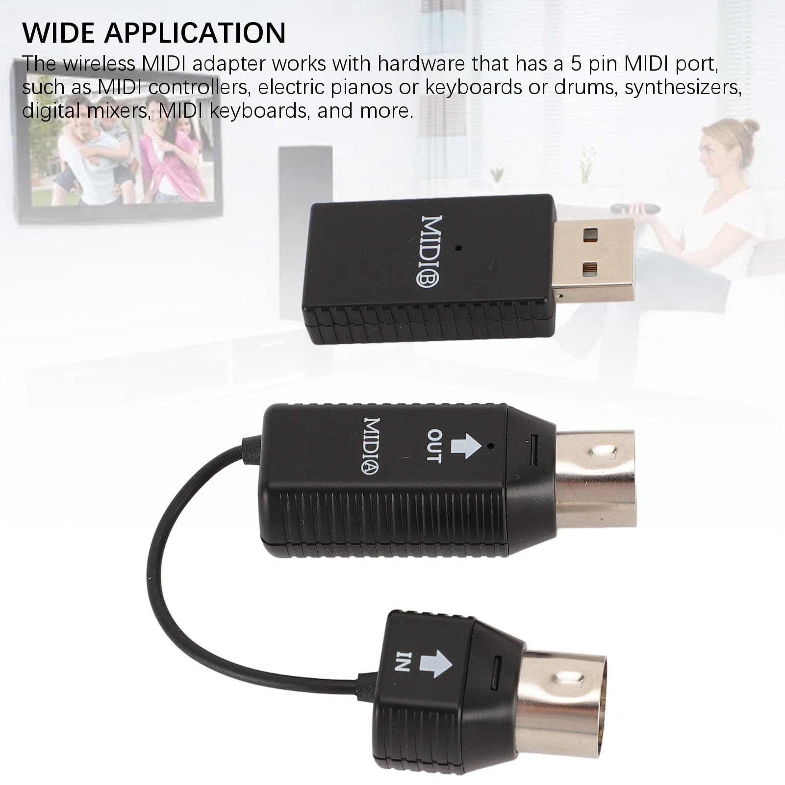 Adattatore MIDI Wireless, Trasmissione MIDI da MIDI a USB Plug and Play per Tastiera Digitale e Controller MIDI, Compatibile con Dispositivi OS X e iOS