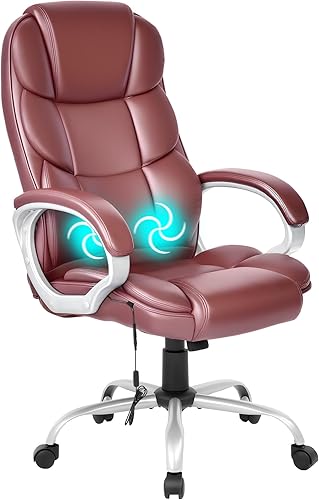 Vista 12 de FDW Silla de oficina para computadora, respaldo alto, ergonómica, ajustable, silla de escritorio giratoria de piel sintética ejecutiva con Negro