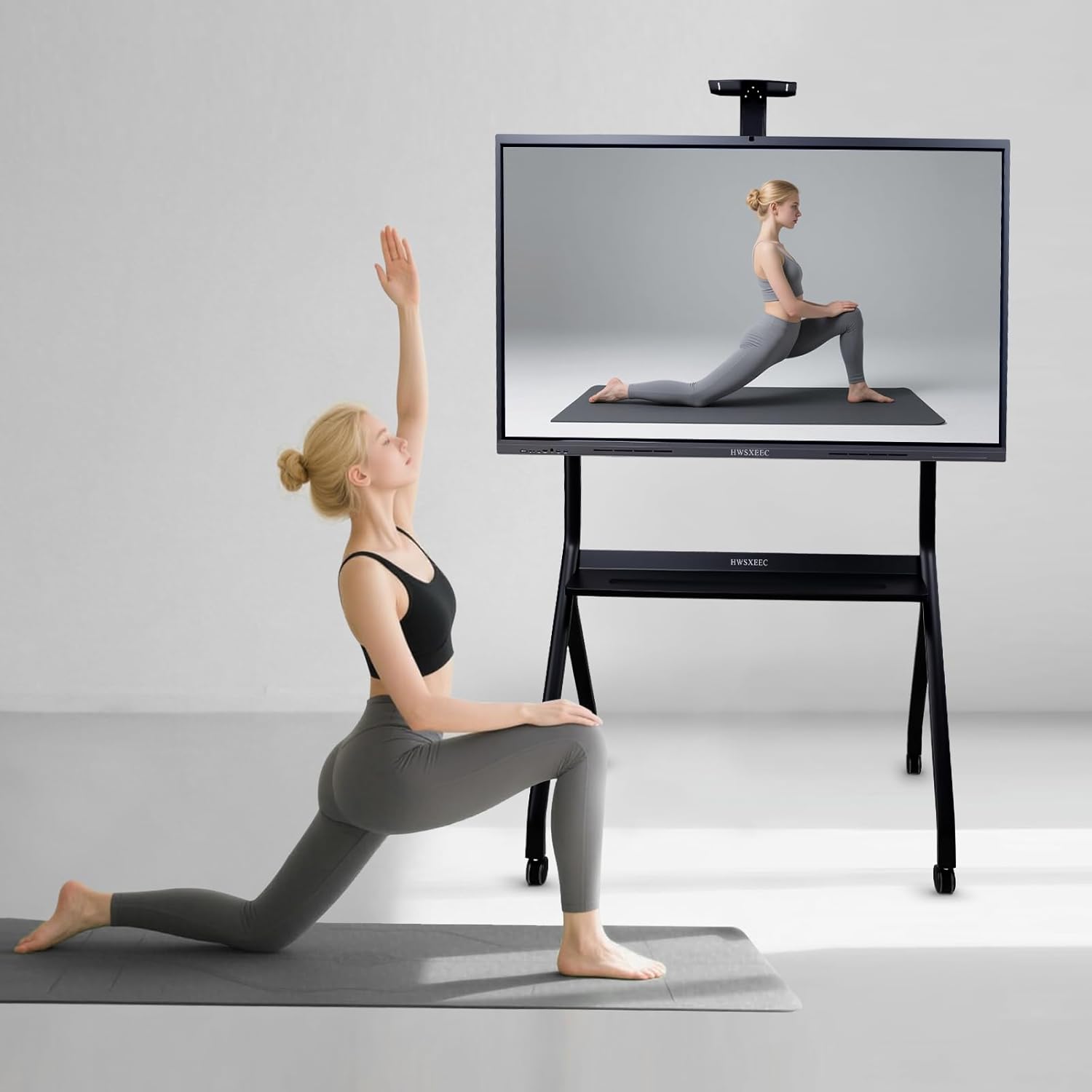 Smart Board Stand with Wheels for 55''-86'' Interactive Whiteboard, Electronic Smart Whiteboard Stand with 4 360-Degree Omnidirectional Casters and Fixing Device to Prevent Movement