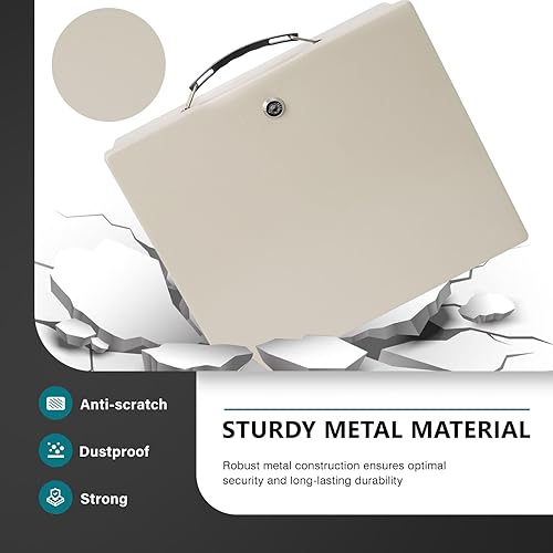 Miniatura 5 de Caja de documentos ignífuga con cerradura de llave y bolsa de dinero ignífuga, caja de almacenamiento segura para objetos de valor, cerradura de