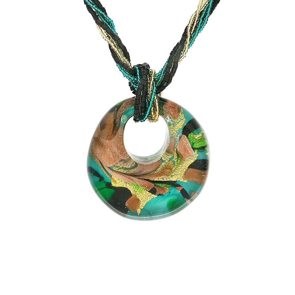Venetiaurum - Collana Multifilo per Donna Con Medaglione In Vetro Originale Di Murano E Argento 925 - Gioiello Made In Italy Certificato