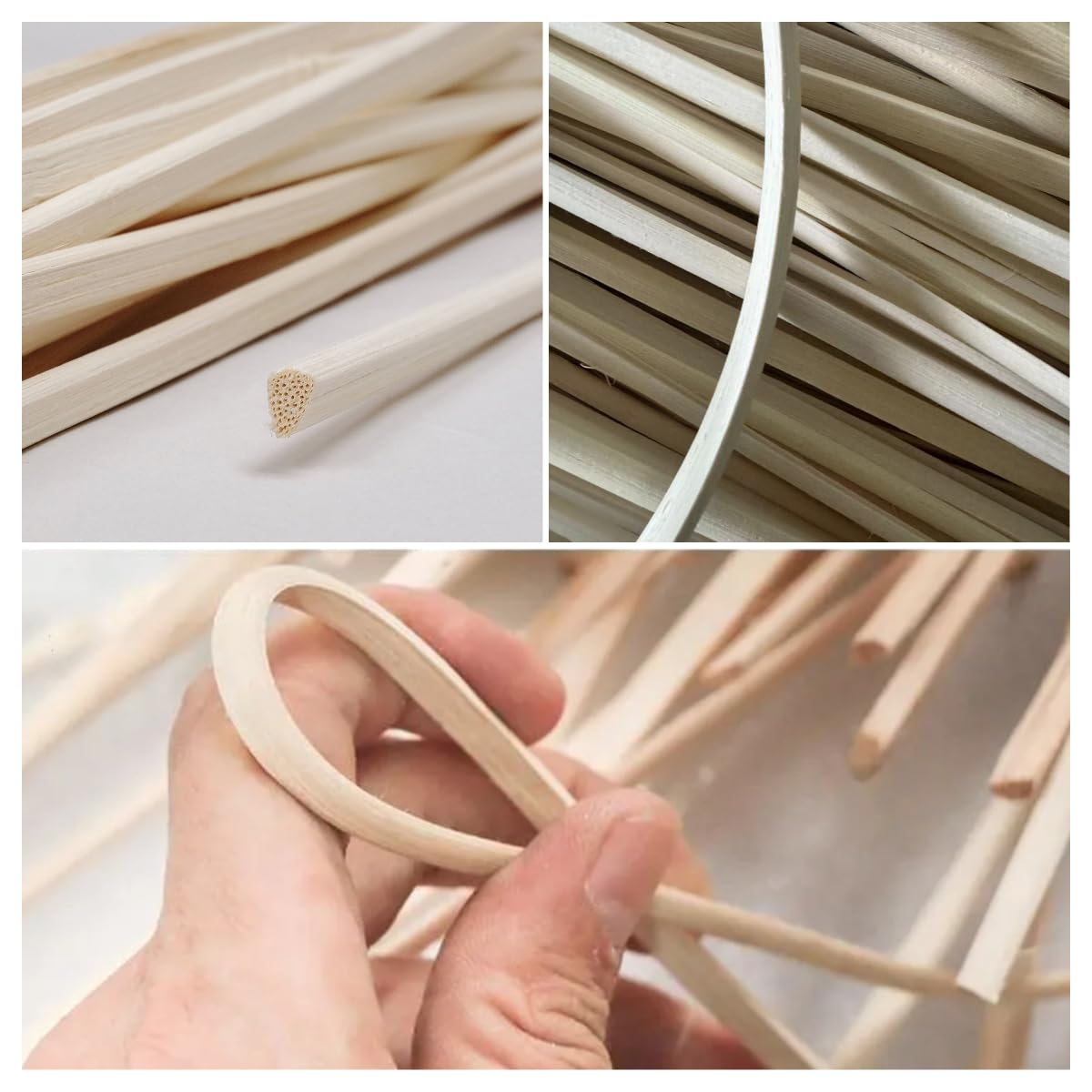 Listello in Rattan Naturale per impagliatura da 11 mm, 250 g – Sezione Mezzo Tonda, Midollo di rattan, Midollino, Paglia per Cesti, Mobili,Cesta vimini, Paglia di Vienna per Sedie - Circa 20 metri