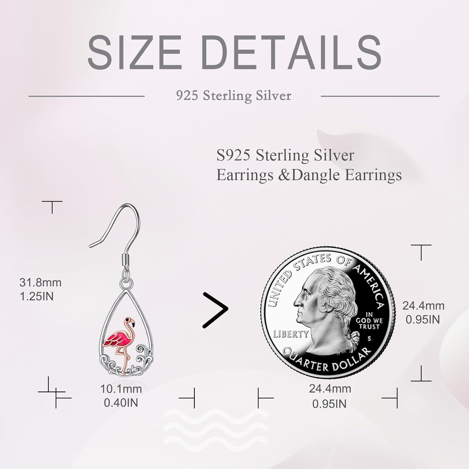Pink Flamingo Earrings for Women Sterling Silver Animal Dangle Drop Earrings Lightweight Glitter Flamingo Jewelry Birthday Gifts for Wife