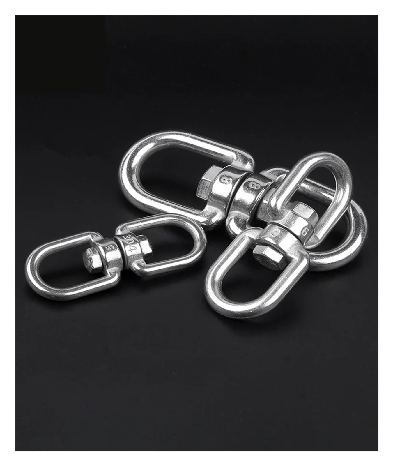 Manille Inox Mousqueton à anneau rotatif en forme de 8, mousqueton robuste acier inoxydable, chaîne d'ancre marine pivotante, gréement boucle(M8-1pcs)