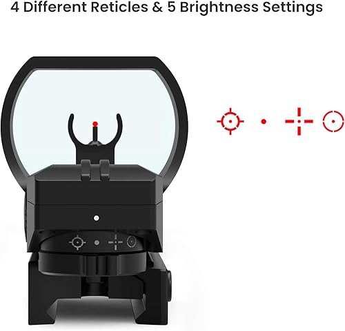 Vista 5 de Feyachi M57/M37 1.5X - Lupa de punto rojo 5X con combo de mira refleja RS-30, sistema de retícula múltiple, vista de punto rojo y lupa Combo