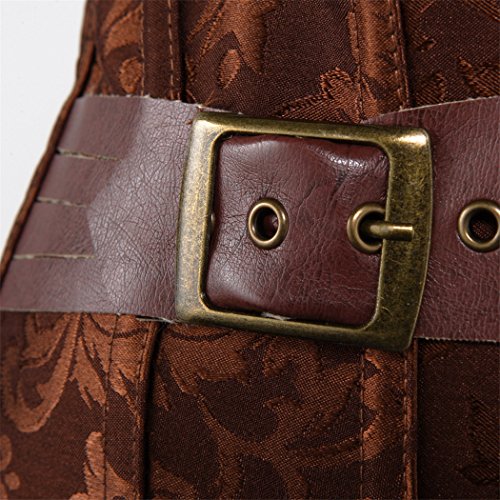 Rosfajiama Women's Steampunk Corset Top Punk Waist Cincher Gothic Bustier Top 3X-Large Brown steampunk buy now online