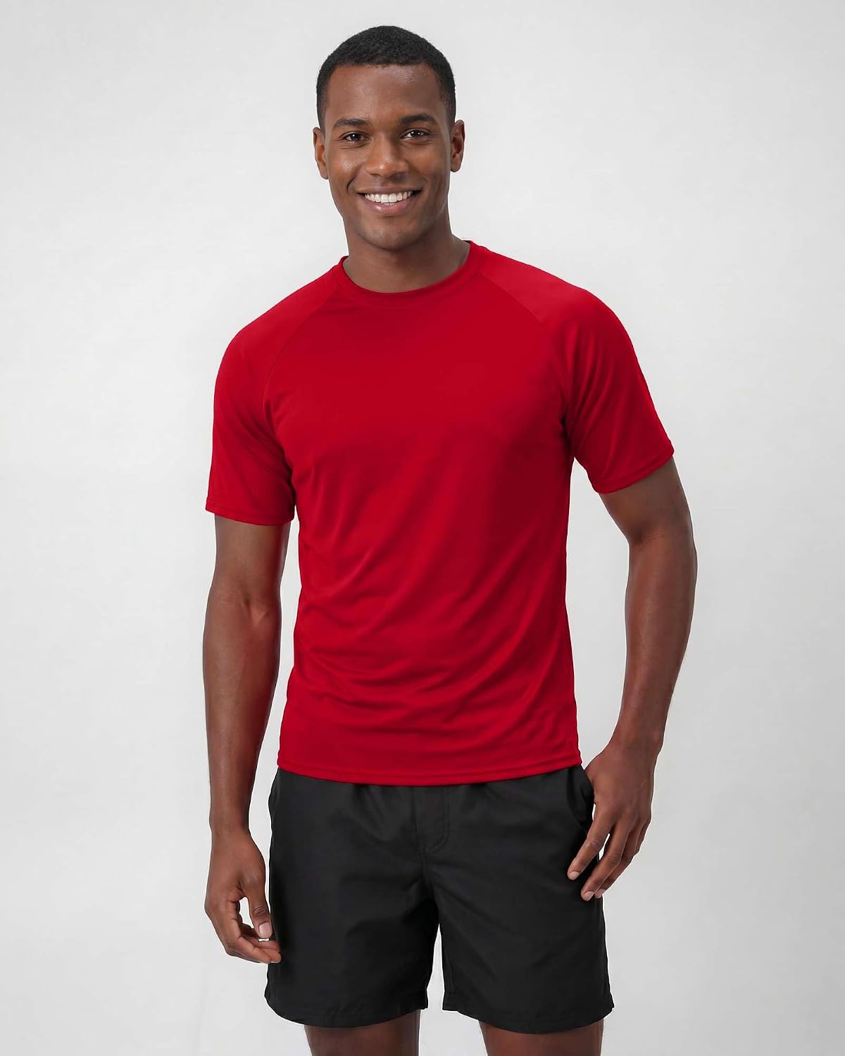 Real Essentials 4 Pack: Mens Short Sleeve Rash Guard Shirt Quick Dry UPF 50+ Sun Protection Swim (Available in Big & Tall)