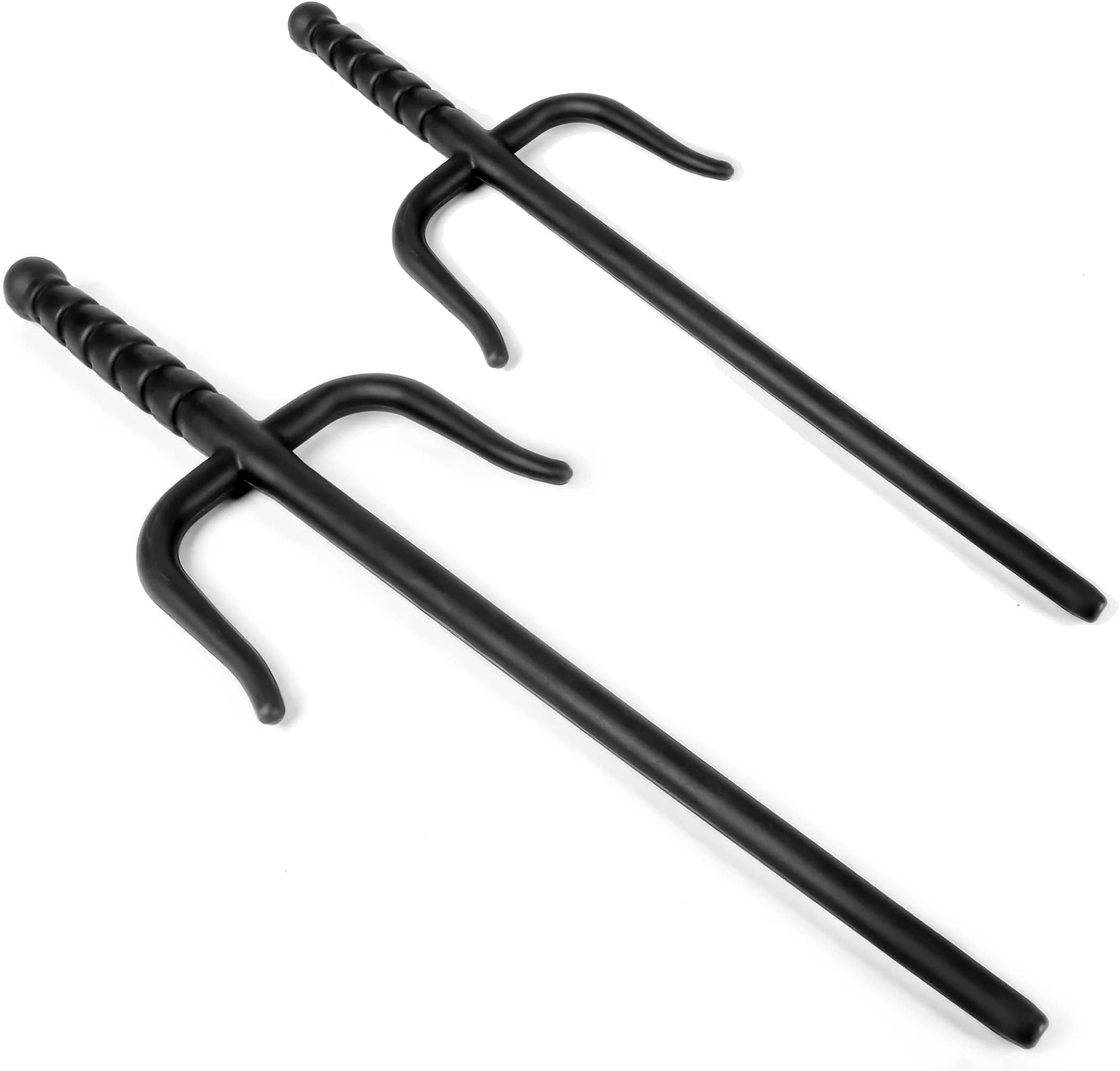 Flexible Hard Plastic Training Rubber Sai Black Pair (Black, Large)
