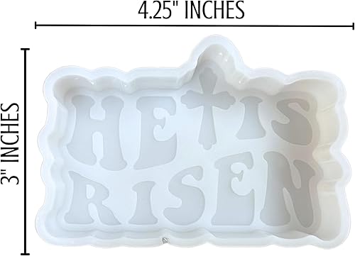 Miniatura 3 de He is resucitado Christian Saying Quotes Car Freshie Molde de silicona Cruz 3 x 4.25 x 1.2 pulgadas Molde religioso Jesús con palabras para cuentas